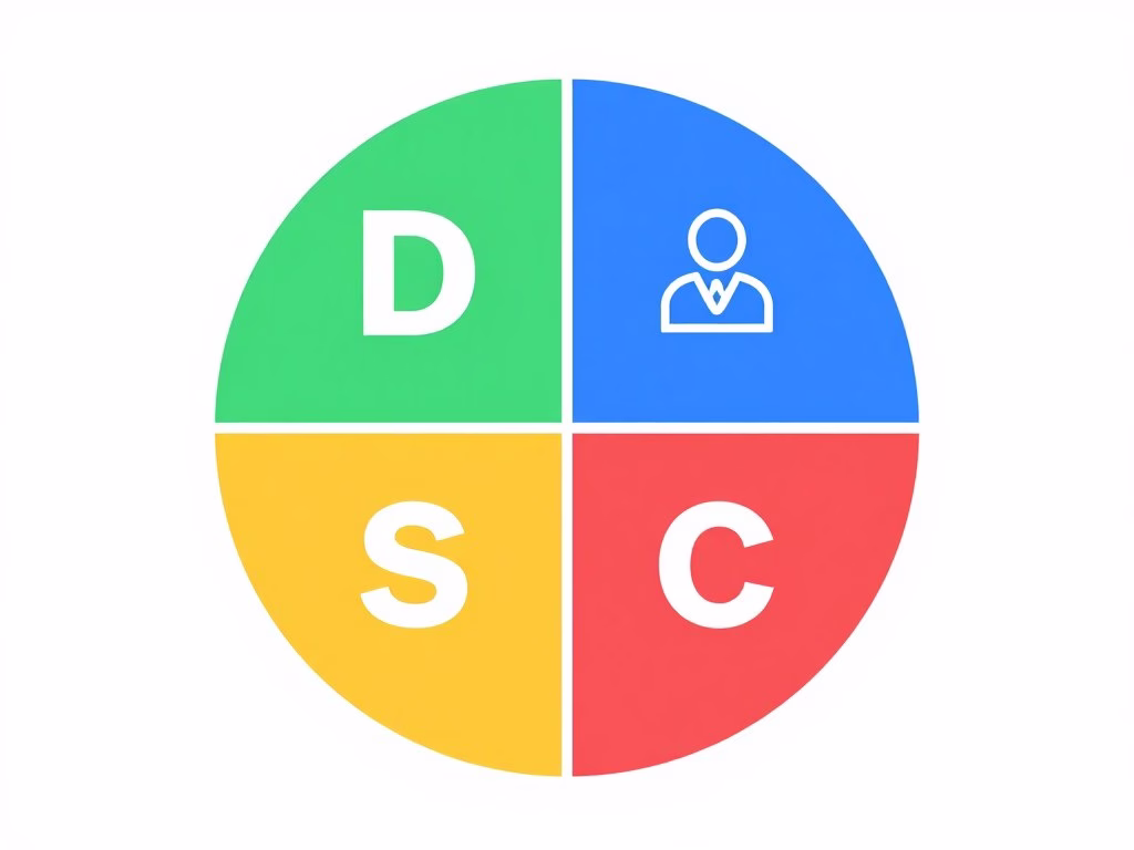 four colored quadrants representing DISC personality types - dominance influence steadiness conscientiousness