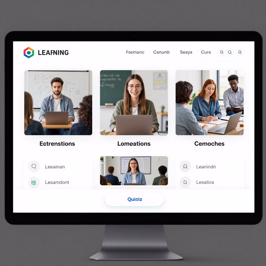 E-learning courses interface with interactive modules